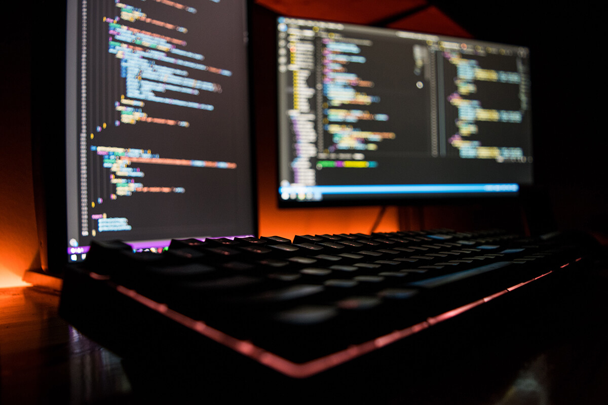 A computer with web development programs open